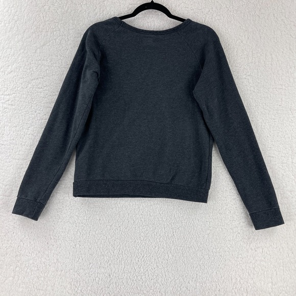 Stussy Sweater Womens Small Gray Graphic Print Long Sleeve Pullover Boat Neck - Picture 11 of 12